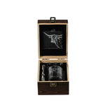 Geschenkset Texas Longhorn mit Whiskyglas, Whiskysteinen und Untersetzer – Just Slate Company Schottland
