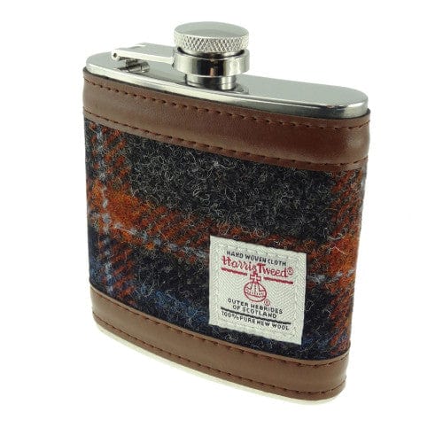 Glen Appin – Hip Flask – Harris Tweed – Grey Rust - Mood4whisky