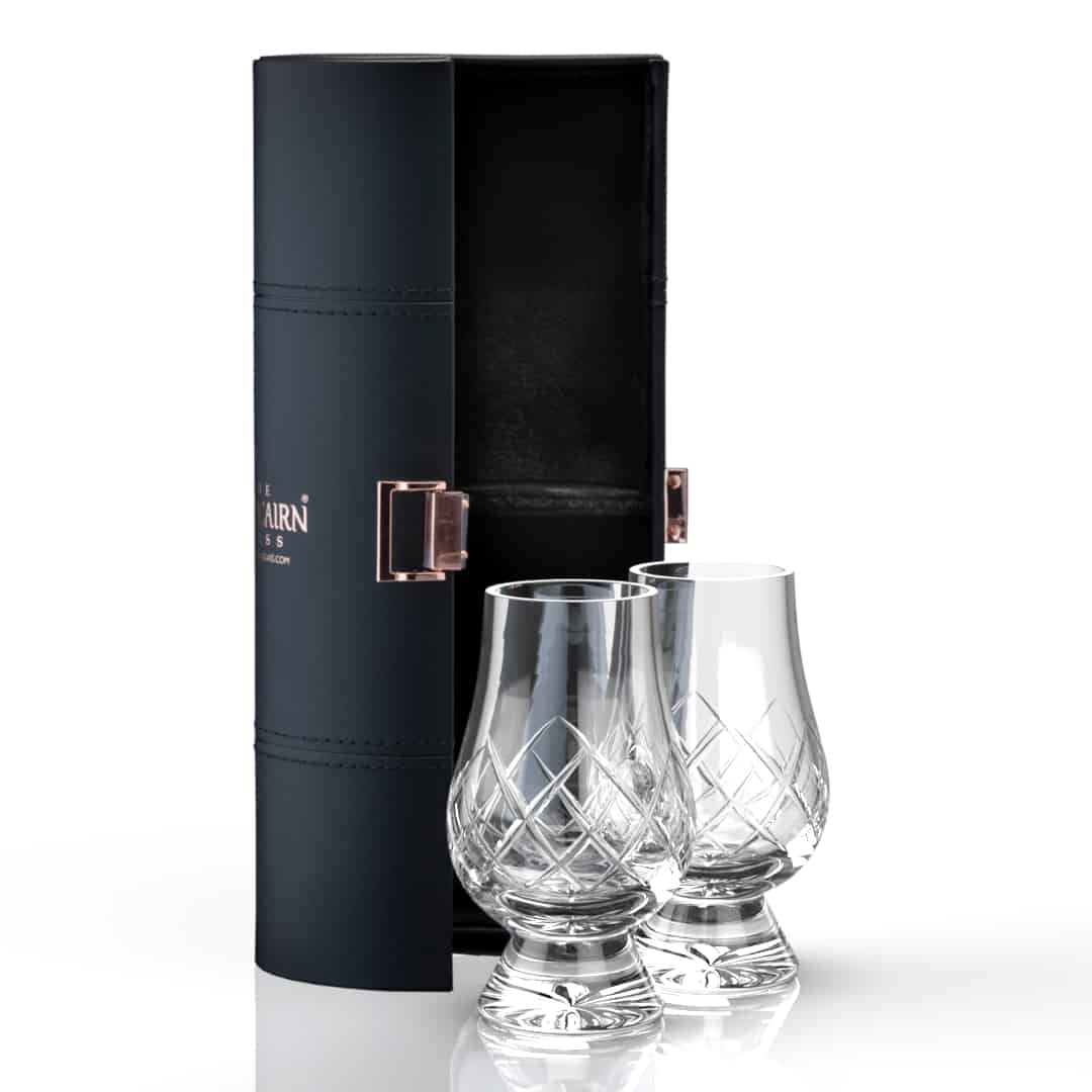 Glencairn – Leather Travel Set – Cut Crystal Glasses – Set of 2 - Mood4whisky