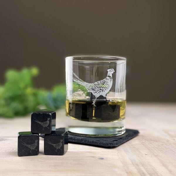 Just Slate Company – Whisky Stones – Engraved Pheasant – Gift Set - Mood4whisky