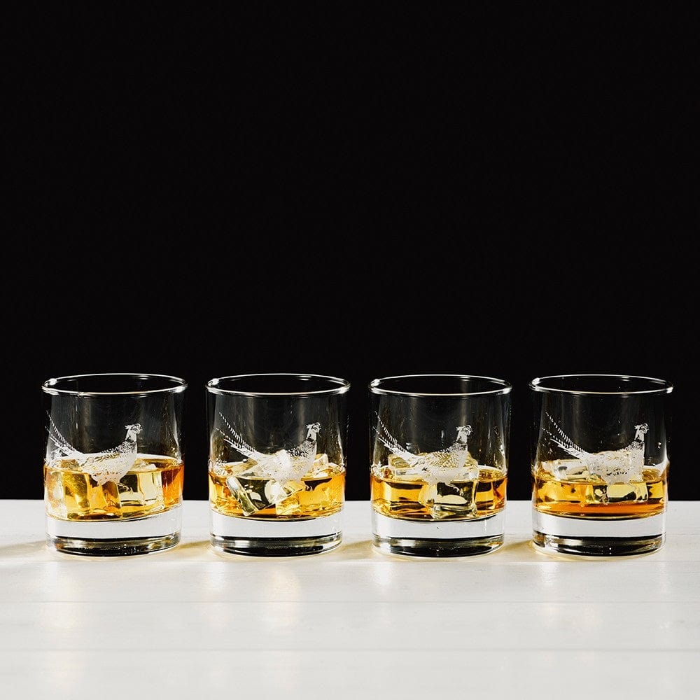 Just Slate Company – Whisky Tumblers – Engraved Pheasant – Set of 4 - Mood4whisky