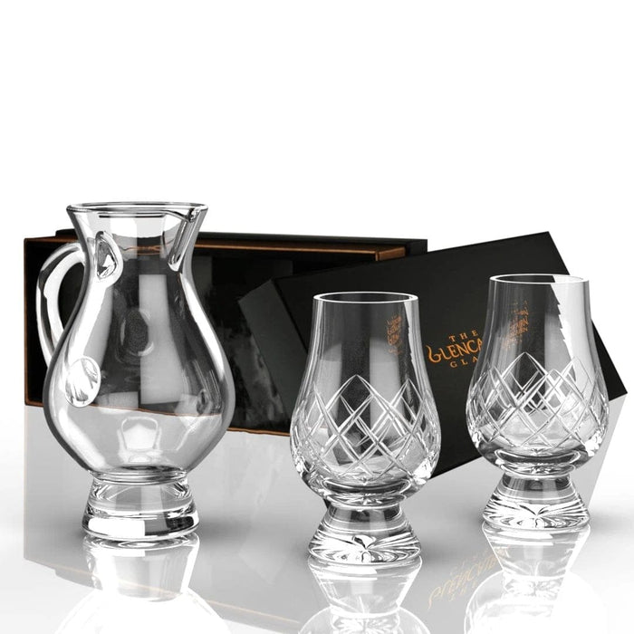 Geschenkset waterkaraf en 2 Cut-whiskyglazen – Geschenkverpakking – Loodkristal – Glencairn Crystal Scotland