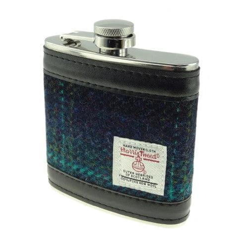 Flachmann Blau mit Türkis – Harris Tweed – Glen Appin of Scotland