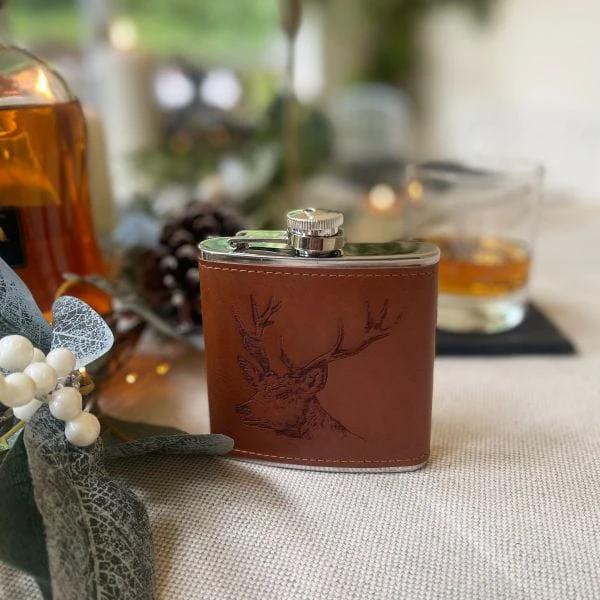 Hip Flask Red Deer – Leather – Selbraehouse Scotland – image 2