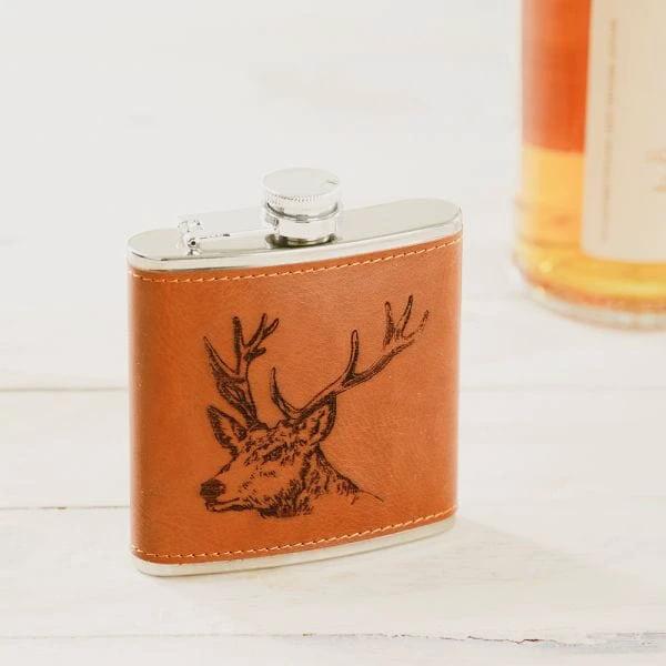 Hip Flask Red Deer – Leather – Selbraehouse Scotland – image 3