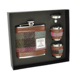 Flachmann Gedämpftes Grün & Lila – Luxus-Set – Harris Tweed – Glen Appin of Scotland