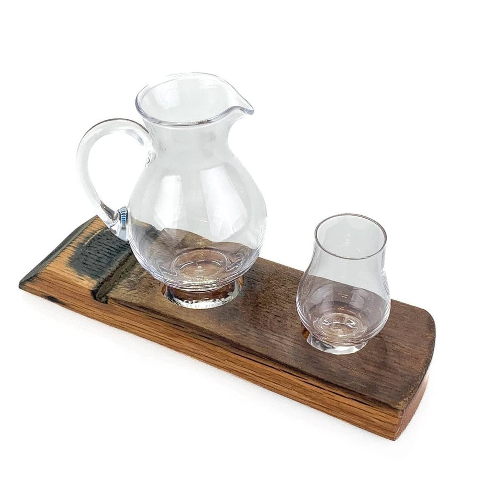 Halter aus alten Whiskyfässern mit Wasserkaraffe und 1 Verkostungsglas – Darach und Glencairn Crystal Scotland – Bild 2