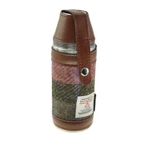 Jagdflasche gedämpftes Grün & Lila – 4 Becher – Harris Tweed – Glen Appin of Scotland