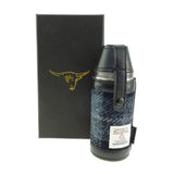 Jagdflasche grau-schwarz kariert – 4 Becher – Harris Tweed – Glen Appin of Scotland