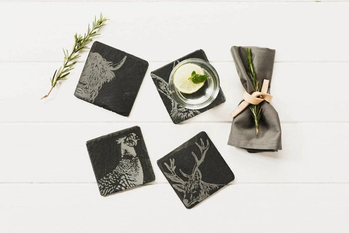 Untersetzer Country Animals – Graviert – Schiefer – Just Slate Company Schottland
