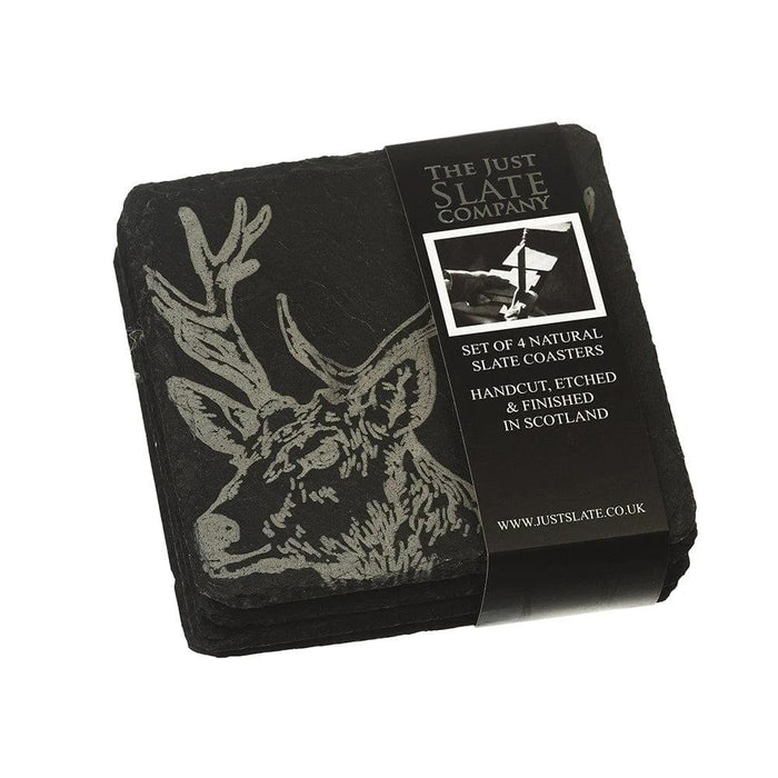 Untersetzer Edelhirsch – Graviert – Schiefer – Just Slate Company Scotland