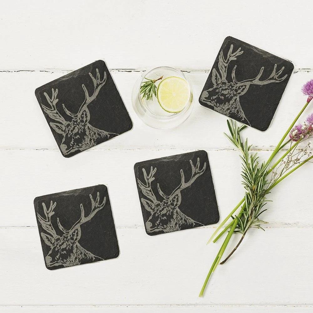Onderzetters Edelhert – Gegraveerd – Leisteen – Just Slate Company Scotland – afbeelding 2