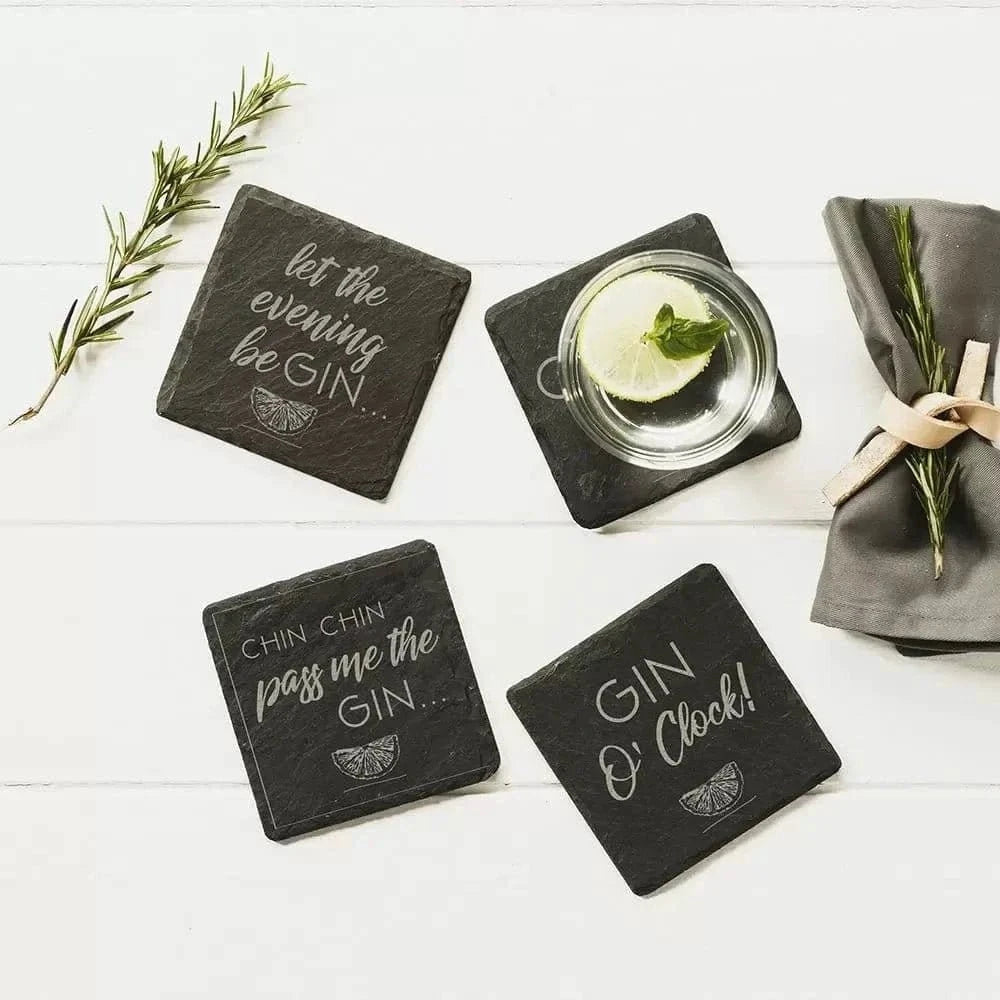 Sous-verres GIN lot de 4 – Ardoise – Just Slate Company Scotland