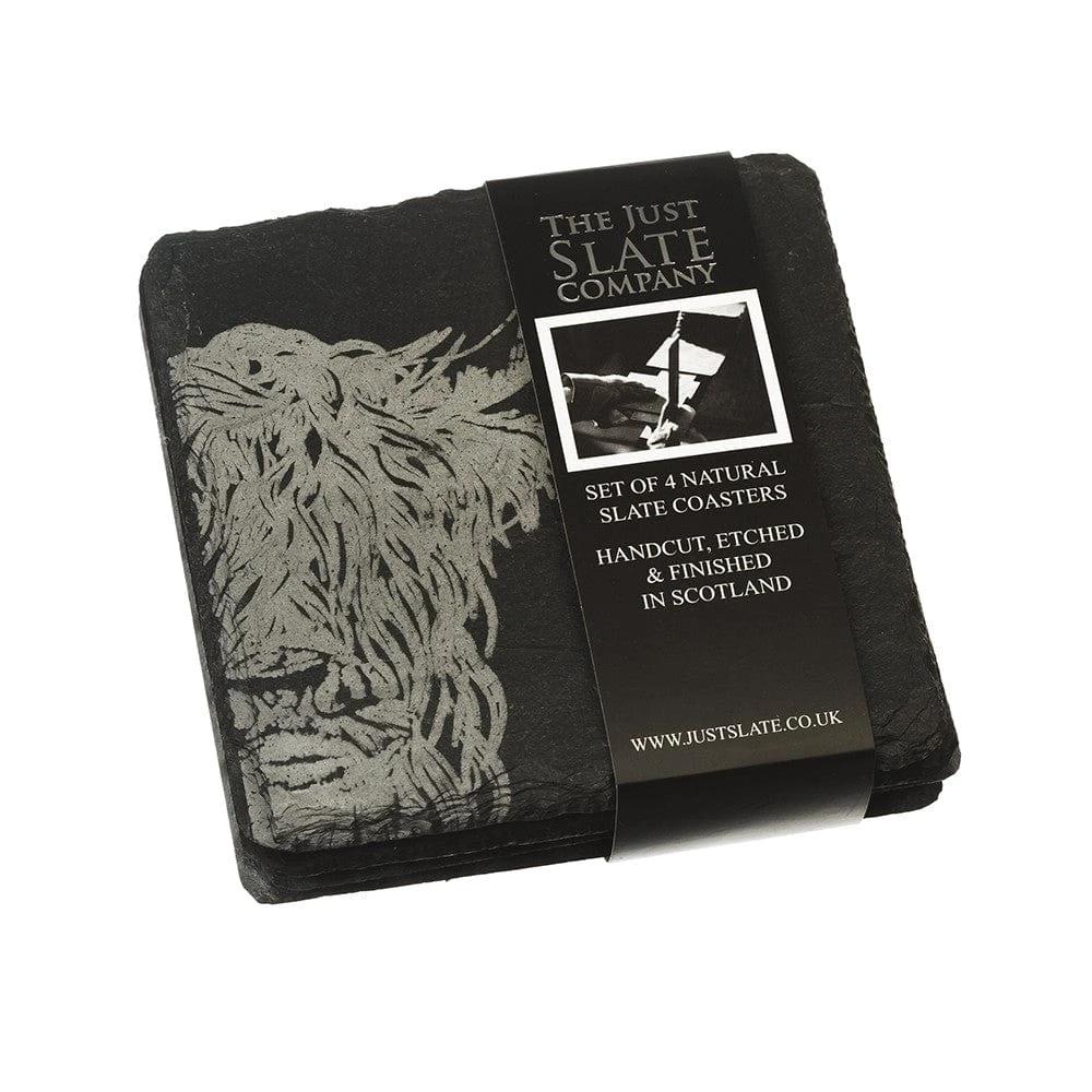 Untersetzer Schottisches Hochlandrind – Graviert – Schiefer – Just Slate Company Scotland