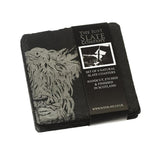 Untersetzer Schottisches Hochlandrind – Graviert – Schiefer – Just Slate Company Scotland