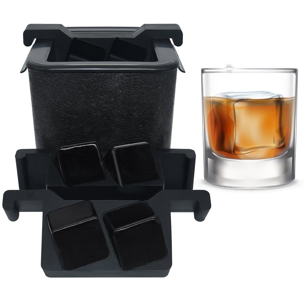 Professionelle Crystal Clear Eiswürfelform – 4 Eiswürfel 4,5x4,5 cm – Mood4Whisky