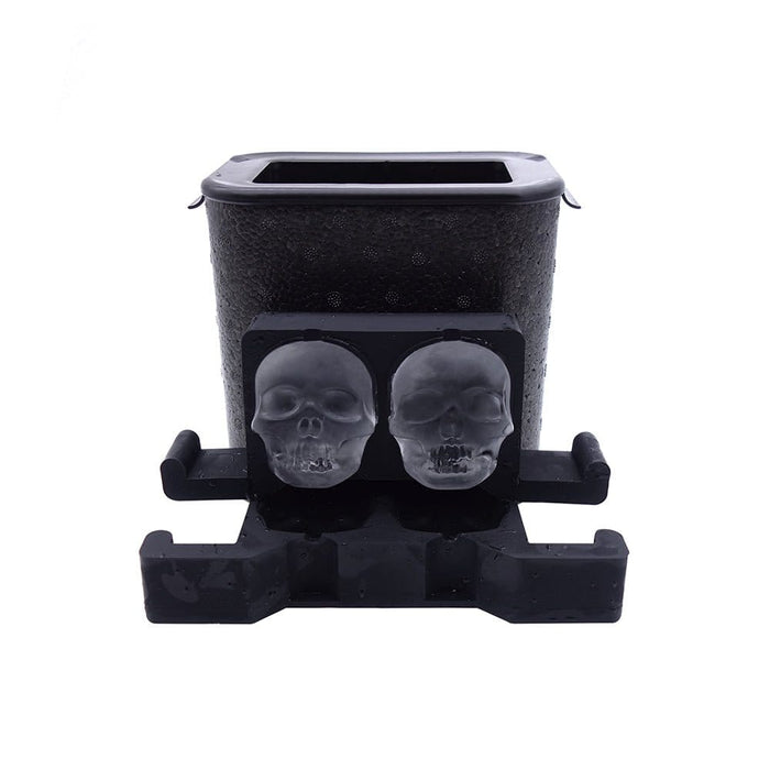 Professionelle Crystal Clear Totenkopf-Eisform – 2 Skull-Eiswürfel 5x6 cm – Mood4Whisky