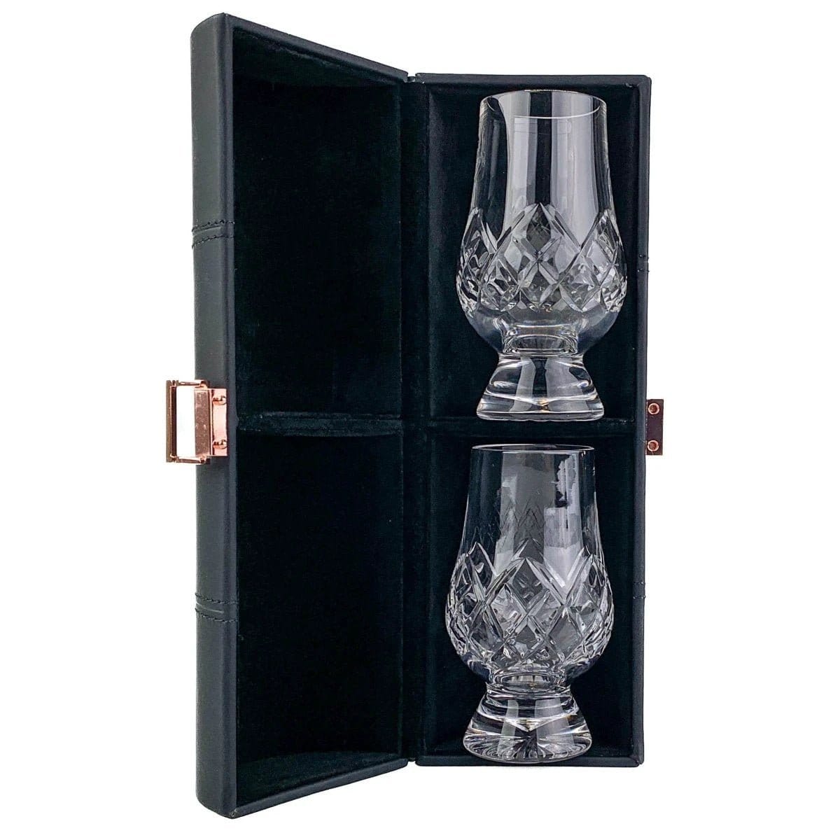 Travel set with 2 Cut whisky glasses – Leather holder – Lead crystal – Glencairn Crystal Scotland – image 3