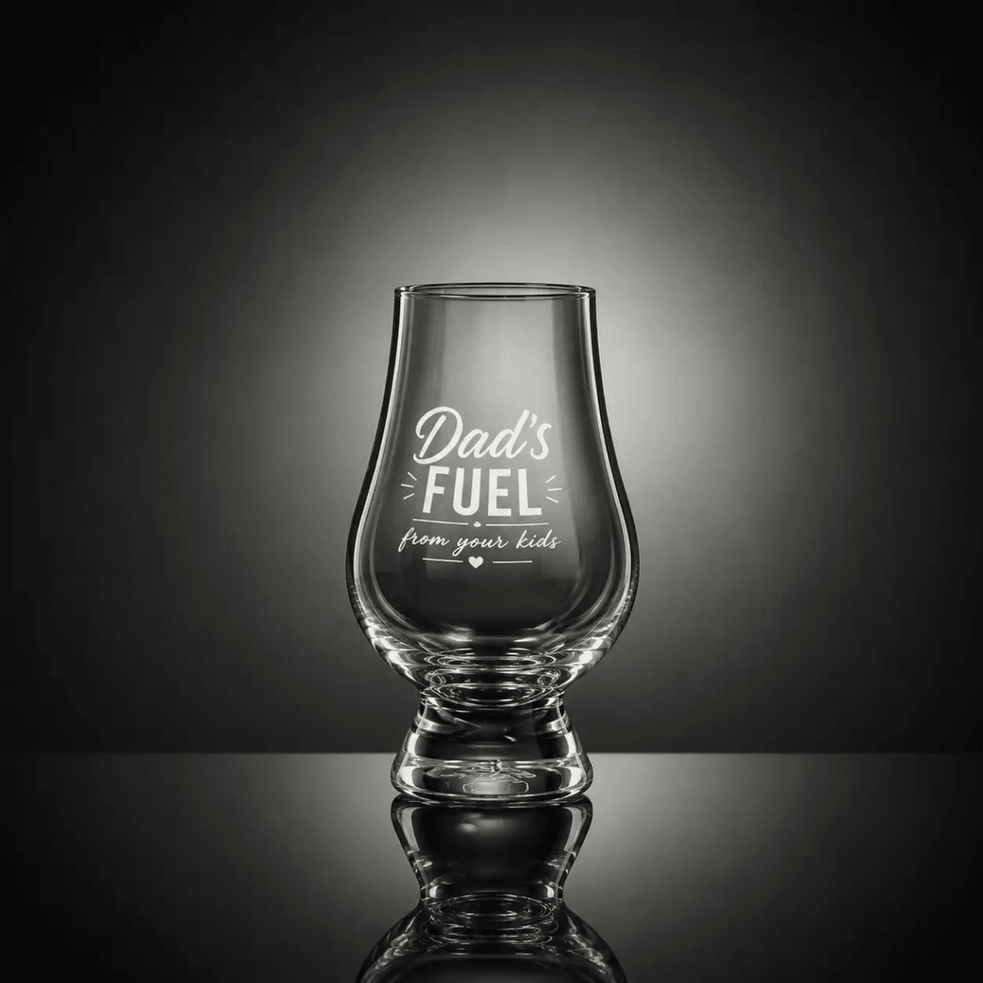 Verre à whisky gravé – Dad's fuel – Glencairn Crystal Scotland