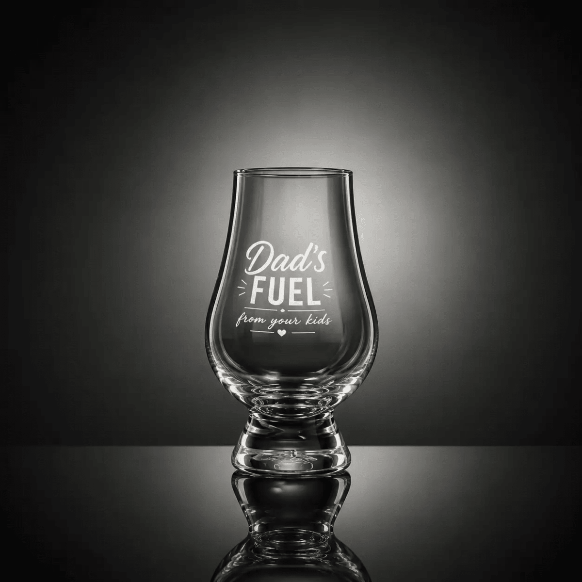 Whiskyglas graviert – Dad's fuel – Glencairn Crystal Scotland