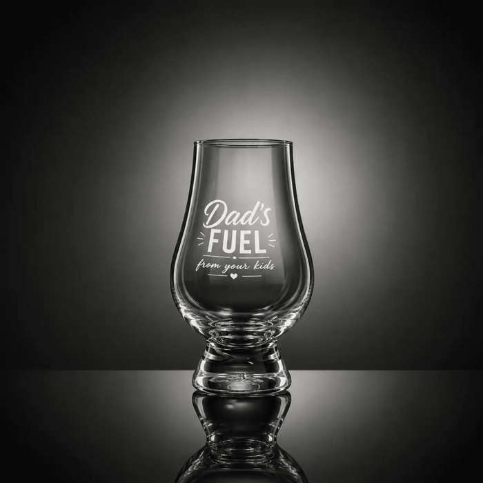 Whisky glass engraved – Dad's fuel – Glencairn Crystal Scotland