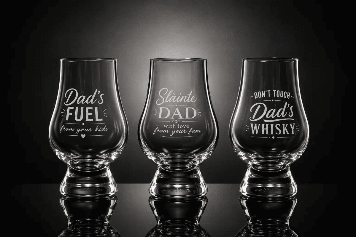 Whiskyglas graviert – Dad's fuel – Glencairn Crystal Scotland – Bild 2