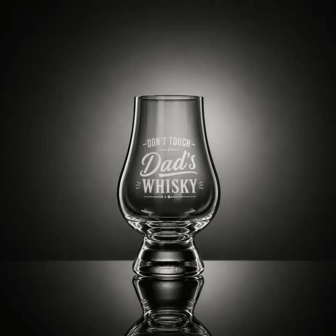 Whisky glass engraved – Don't touch dad's whisky – Glencairn Crystal Scotland