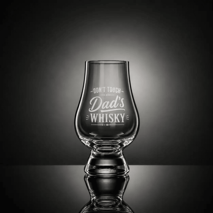 Whisky glass engraved – Don't touch dad's whisky – Glencairn Crystal Scotland