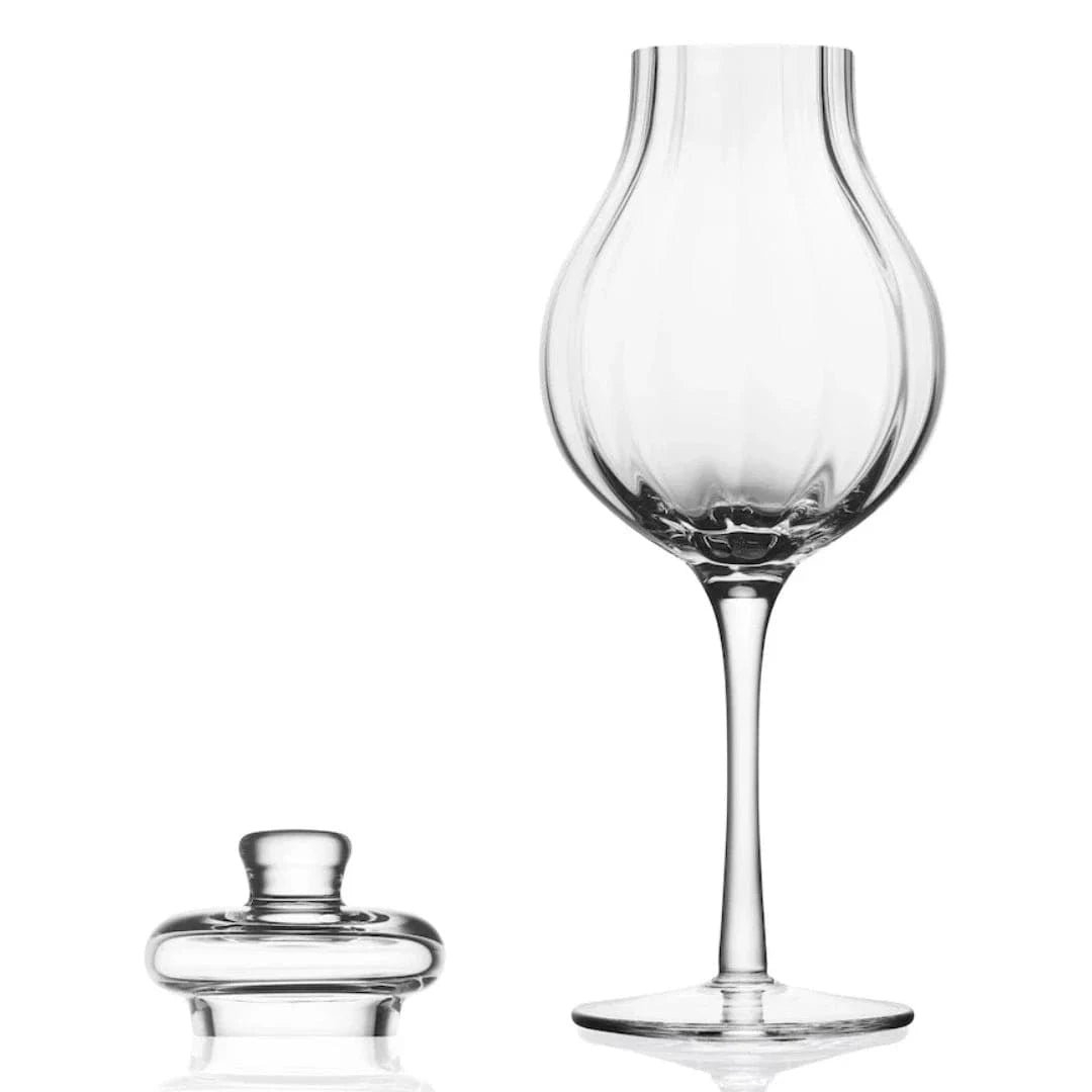 Whisky glass G610 – 200 ml – with lid – handmade – Amber Glass