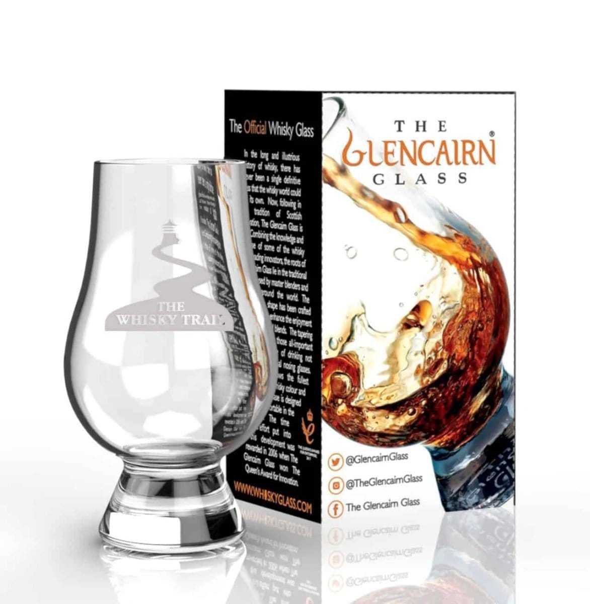 Whiskyglas graviert mit Whisky Trail – Glencairn Crystal Scotland