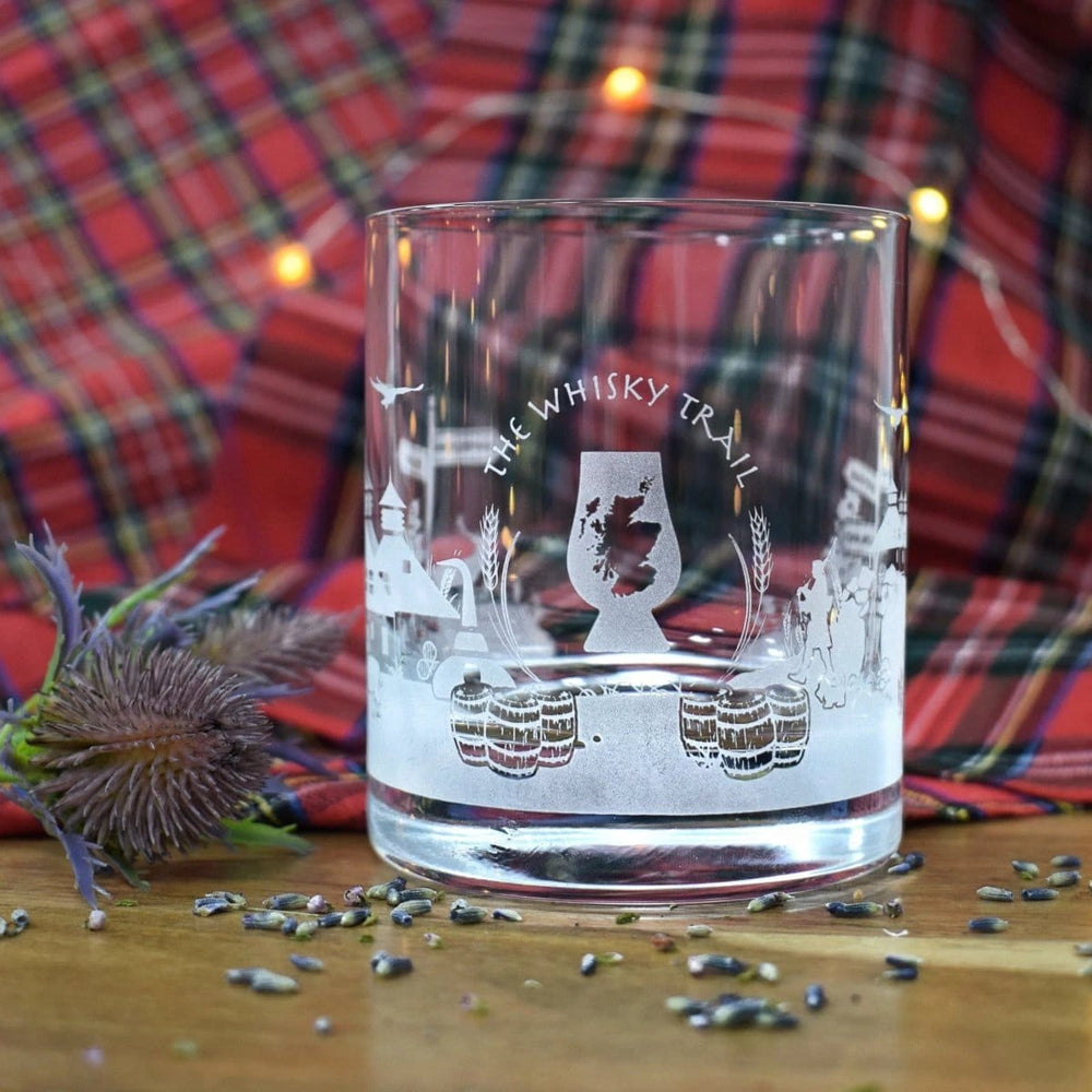 Whiskyglas Skyline Whisky Trail – Gegraveerd – Glencairn Crystal Scotland – afbeelding 2