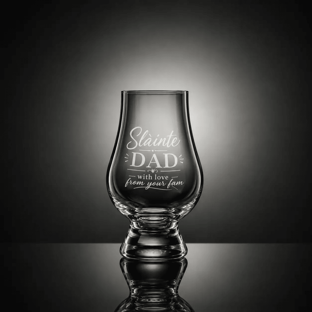 Whisky glass engraved – Sláinte DAD – Glencairn Crystal Scotland