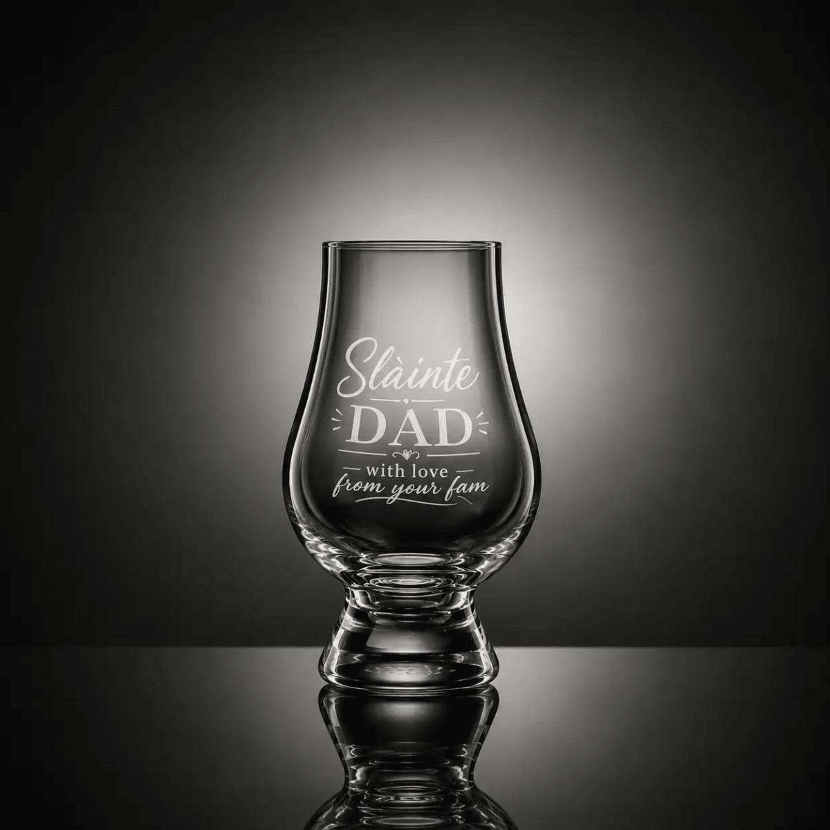 Whiskyglas gegraveerd – Sláinte DAD – Glencairn Crystal Scotland