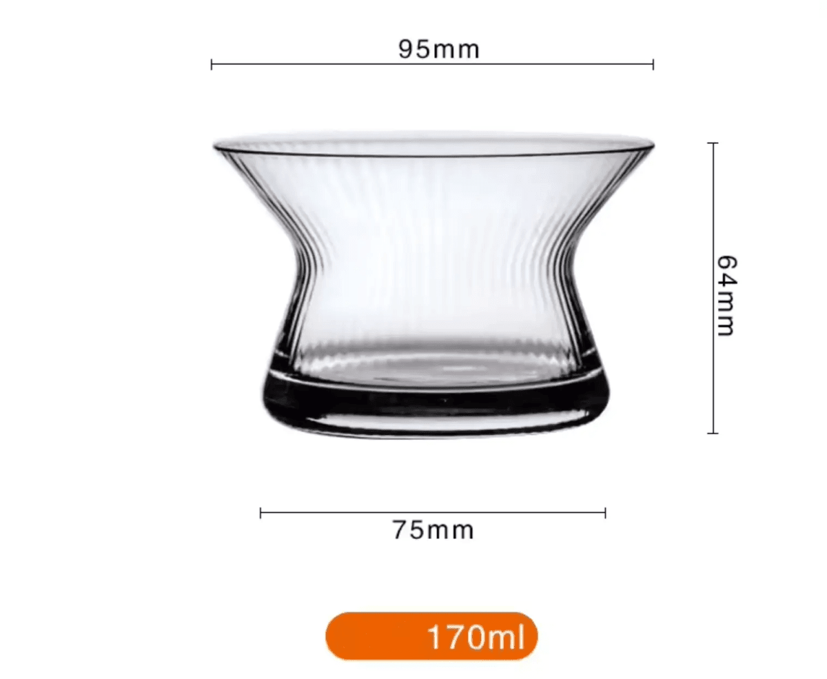 Whiskyglas THE HANYU GLASS – Japans roterend design – slanke taille – kristal – 170 ml – met onderzetter – afbeelding 4