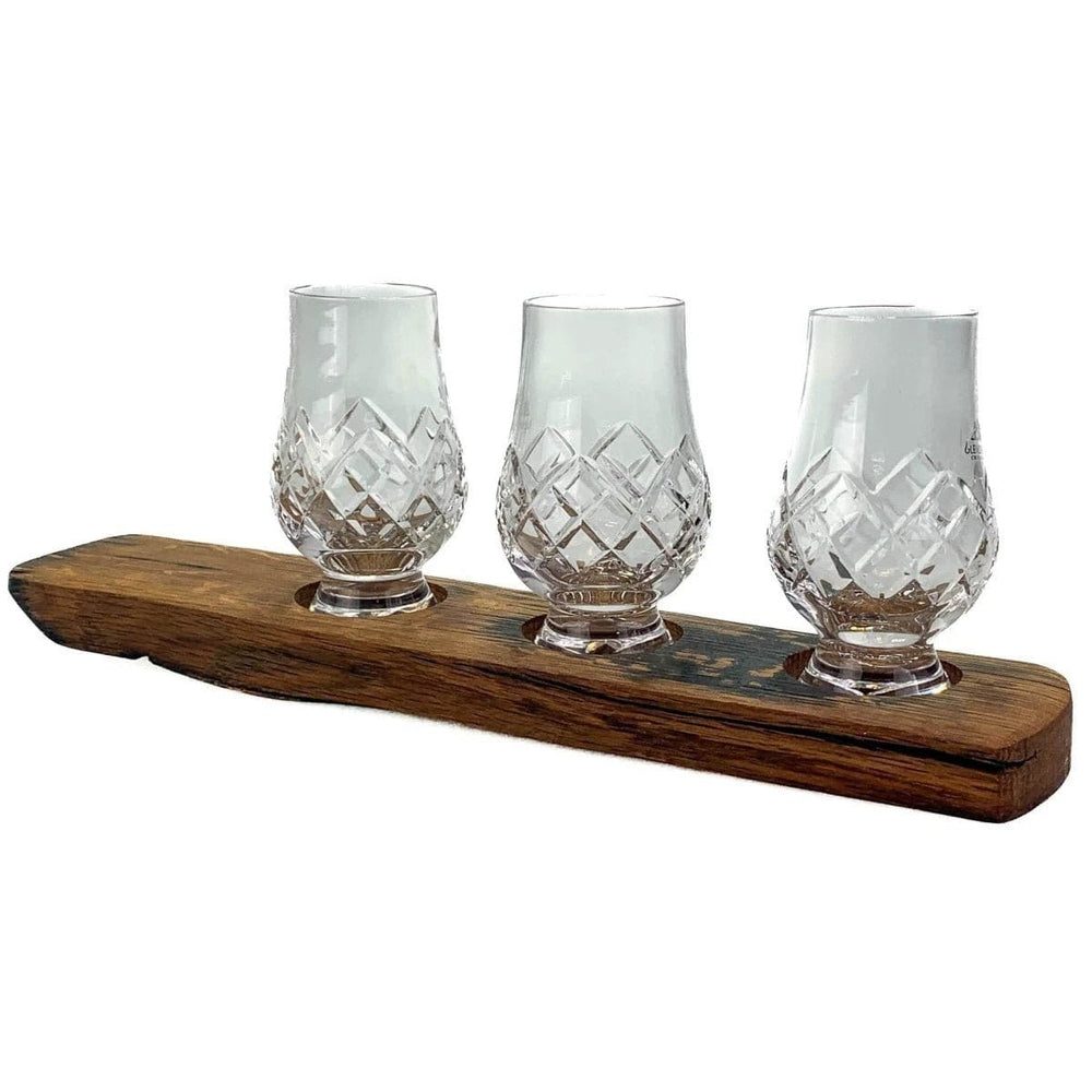 Whiskyglashalter aus alten Whiskyfässern mit 3 Glencairn Cut-Whiskygläsern – Darach und Glencairn Crystal Scotland – Bild 2