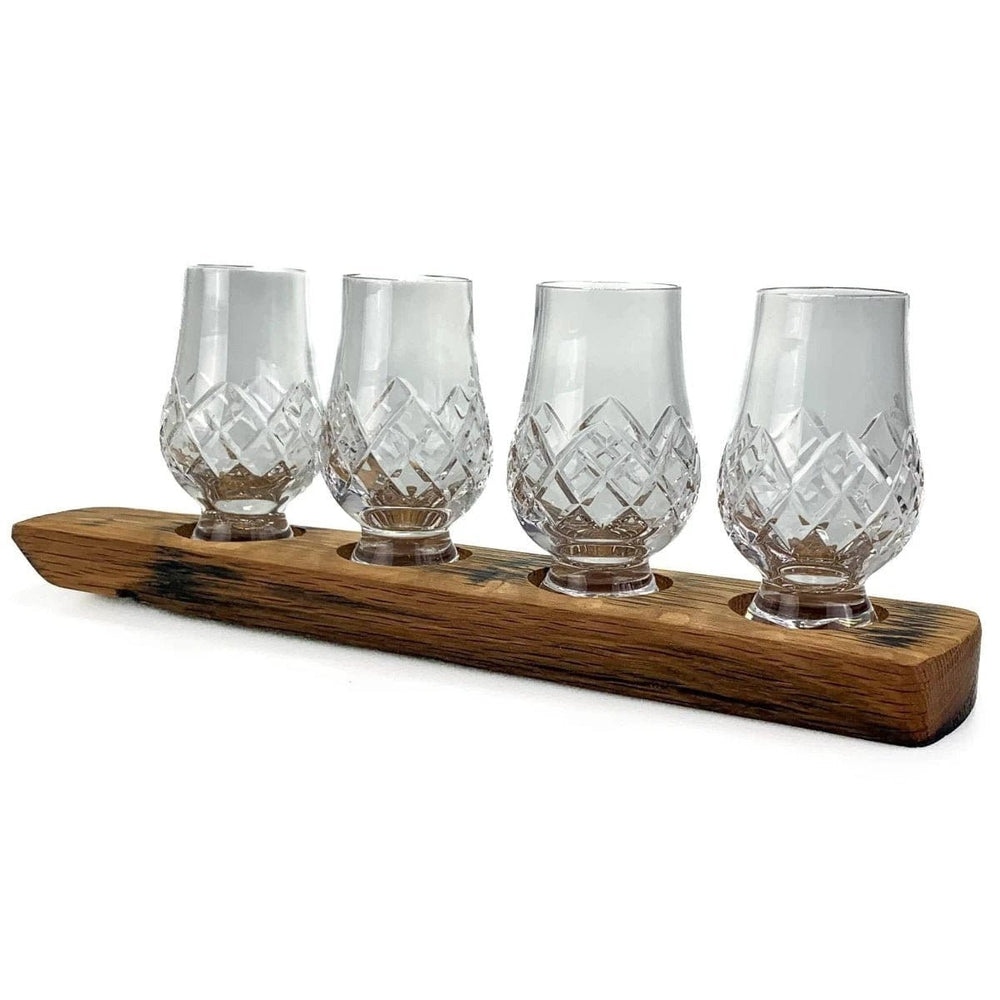 Whiskyglashouder van oude whiskyvaten met 4 Glencairn Cut-whiskyglazen – Darach en Glencairn Crystal Scotland – afbeelding 2