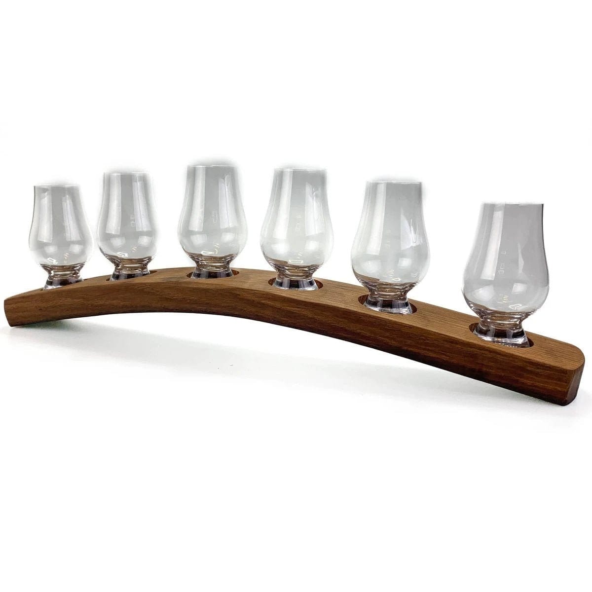 Whiskyglashouder van oude whiskyvaten met 6 Glencairn-whiskyglazen – Darach en Glencairn Crystal Scotland