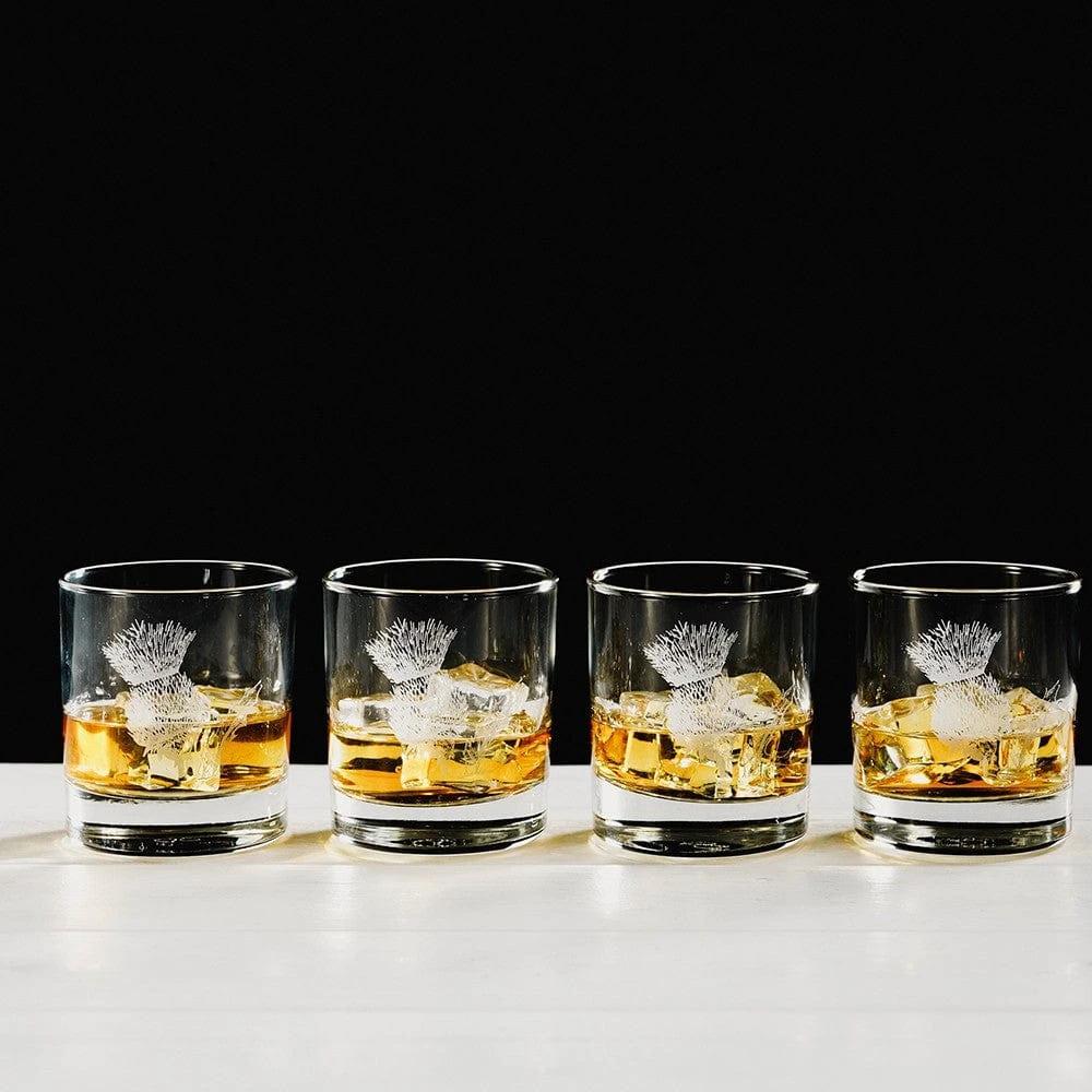 Verres à whisky gravés chardon 4 pièces – Just Slate Company Scotland – image 2