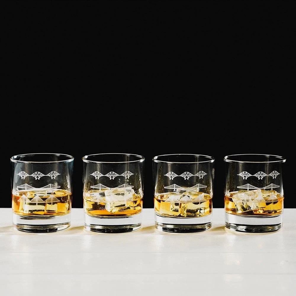Verres à whisky gravés Forth Bridges 4 pièces – Just Slate Company Scotland – image 2