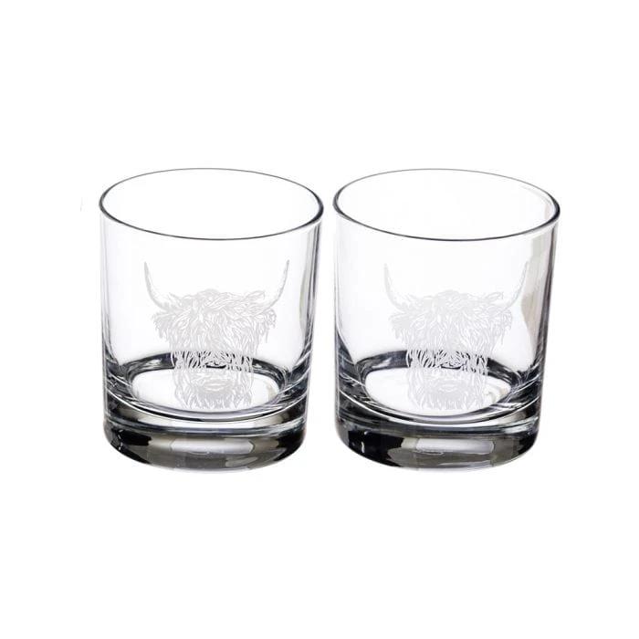 Whiskygläser graviert schottisches Hochlandrind 2 Stück – Just Slate Company Scotland – Bild 3