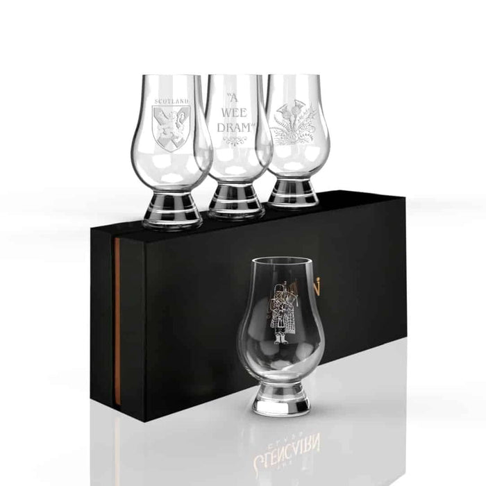 Whisky glasses engraved SCOTLAND 4 pieces – Glencairn Crystal Scotland