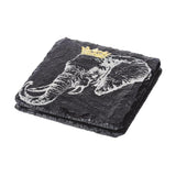 Untersetzer Elefant mit goldener Krone – Graviert – Schiefer – Just Slate Company Scotland