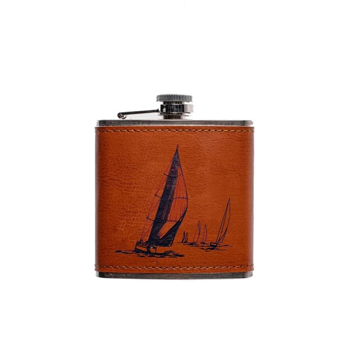 Selbrae House – Hip Flask – Genuine Leather – Saling – 177 ml - Mood4whisky