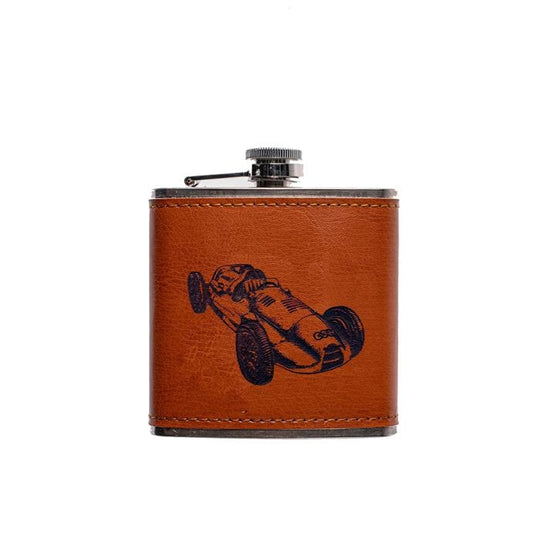 Selbrae House – Hip Flask – Leather – Racing Design – 200 ml - Mood4whisky