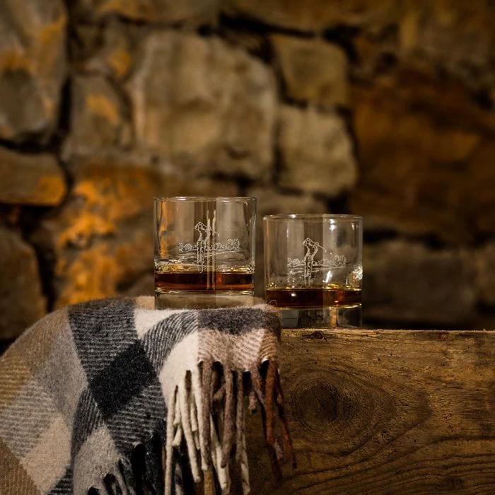 Whisky glasses engraved golf 2 pieces – Just Slate Company Scotland
